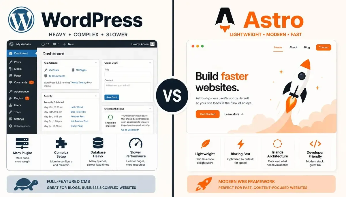 Comparaison visuelle de deux technologies de développement web